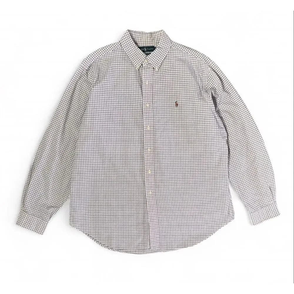 Polo Ralph Lauren Classic Fit Pink Blue Gingham Long Sleeve Button Up Shirt XL